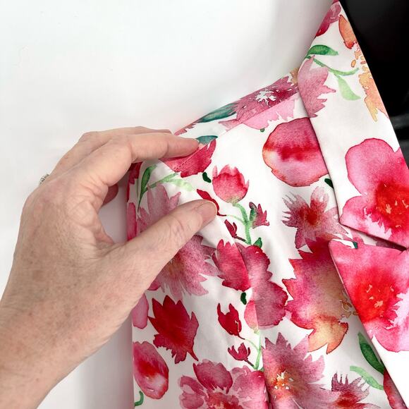 Staccato Callie Open Front Floral Blazer SZ S Pink Peach Green White Lined - Picture 3 of 11